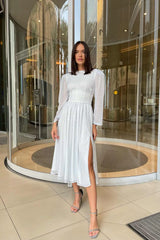 Long Sleeve Chiffon Midi Dress
