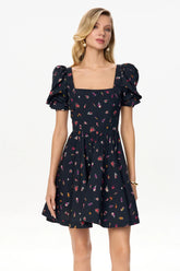 Square Neck Puff Sleeve Mini Dress