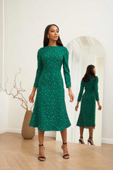 Godet Silhouette Long Sleeve Midi Dress
