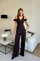 Pleated Wide Leg Trousers