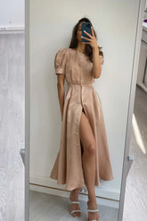Button Front Midi Dress