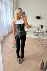 Denim Decorated Button Front Top