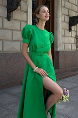 Button Front Midi Dress