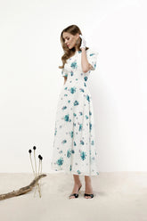 Short Sleeve Floral Midi Dress