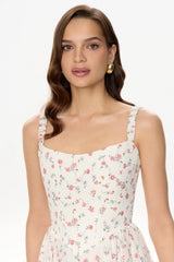 Strap Midi Dress with Corset-Style Bodice