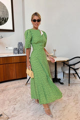 Short Sleeve Buttoned Midi Dress