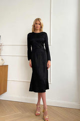 Godet Silhouette Long Sleeve Midi Dress
