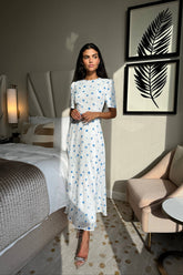 Short Sleeve Floral Midi Dress