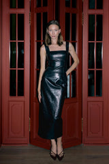 Leather Square Neck Top