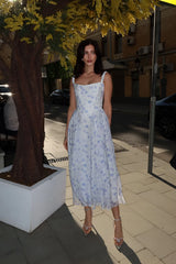 Strap Midi Dress with Corset-Style Bodice