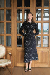 Godet Silhouette Long Sleeve Midi Dress