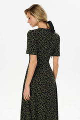 Short Sleeve Floral Midi Dress