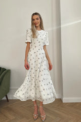 Short Sleeve Floral Midi Dress