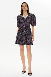 Short Sleeve Buttoned Mini Dress
