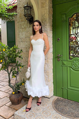 Draped Bodice Bottom Flounced Bustier Dress