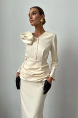 Satin Decoration Long Sleeve Top