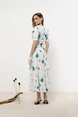 Short Sleeve Floral Midi Dress