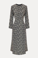 Godet Silhouette Long Sleeve Floral Midi Dress