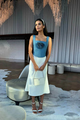 Square Neck Top with removable rose
