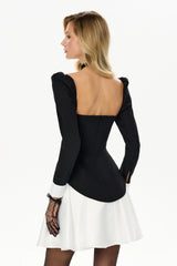 Long Sleeve Velvet Detail Top