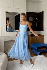 Strap Midi Dress with Corset-Style Bodice