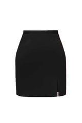 Satin Slit Mini Skirt