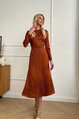 Godet Silhouette Long Sleeve Midi Dress
