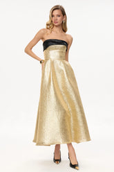 Jacquard Midi Dress with Turn-up