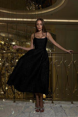 Jacquard Gold Flecks Bustier Dress