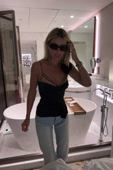 Rose Detail Satin Bustier Top