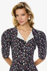 Short Sleeve Buttoned Midi Dress