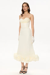Draped Bodice Bottom Flounced Bustier Dress