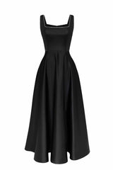 Strap Decorated Bodice Midi Dress