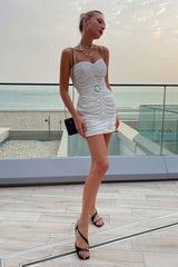Drapped Bustier Mini Dress with a belt