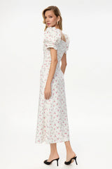Godet Silhouette Square Neck Midi Dress