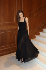 Maxi Dress With Buttons And Asymmetrical Skirt