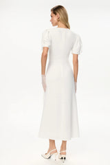 Short Sleeve Ruffle Detail Midi Dress
