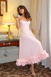 Flounce Bustier Midi Dress