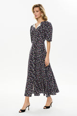 Short Sleeve Buttoned Midi Dress