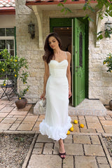 Draped Bodice Bottom Flounced Bustier Dress