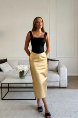 Straight Maxi Skirt with a Back Slit