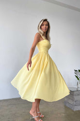 Draped Bodice Chiffon Midi Dress