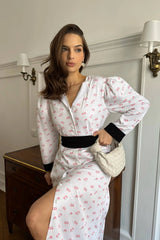 Maxi Dress With Buttons And Voluminous Belt