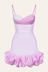 Draped Ruffle Mini Bustier Dress