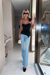 Rose Detail Satin Bustier Top