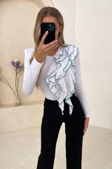 Knitted Green Ruffled Bodysuit