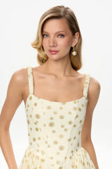 Strap Midi Dress with Corset-Style Bodice