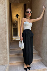 Lace Button Midi Skirt