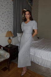 Short Sleeve Ruffle Detail Midi Dress