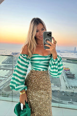 Sequin Decorated Velvet Skirt